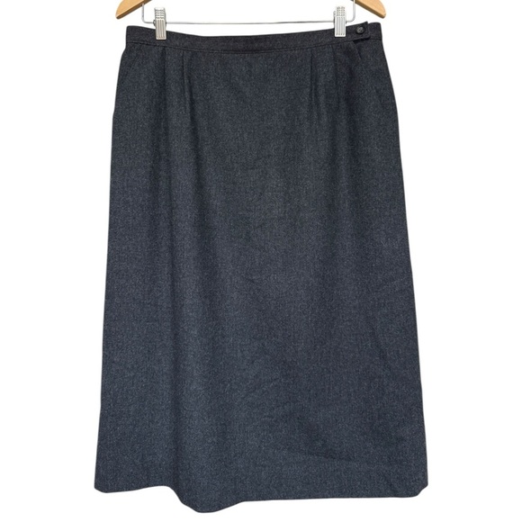 Vintage Pendleton Wool A-Line Midi Skirt Size 12 Large Grey Classic 70s 80s - Picture 2 of 10